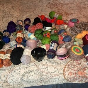 Colorful Yarn Bundle+Yarn Bowl Yarn Lot Crochet, Knitting OVER 34 pcs